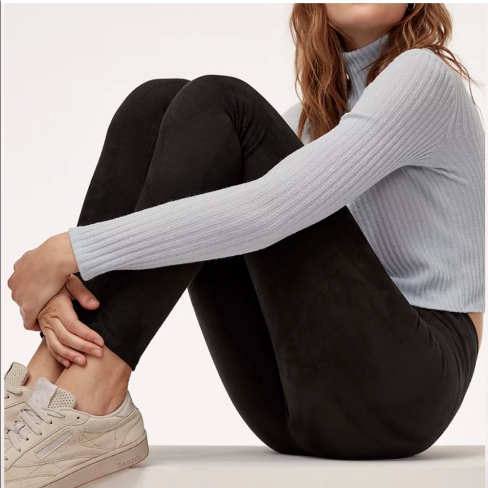 WILFRED FREE Daria Pant Vegan Faux Suede Legging Black Size Medium